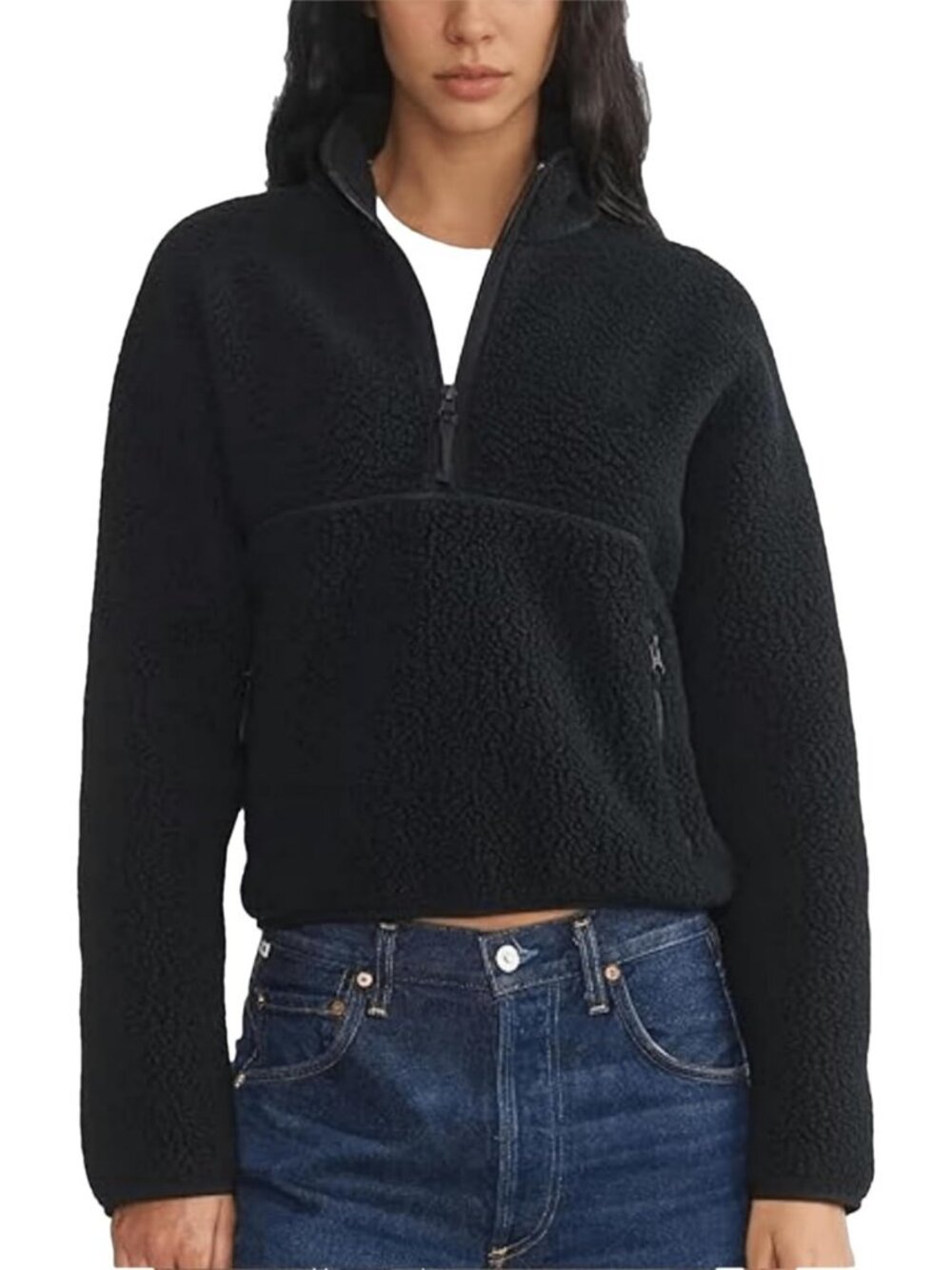 Cozy Women's Quarter Zip Fleece Pullover Sherpa Jacket - Soft & Warm Layering